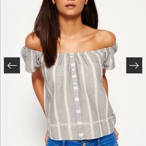 SuperDry Marina Bardot Button Top